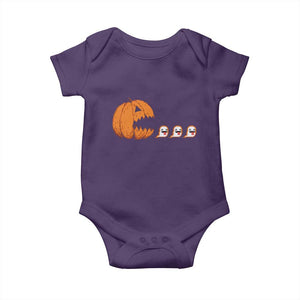Funny Halloween Gamer Video Gaming Pumpkin Ghost Baby Onesie TS11 Purple Print Your Wear