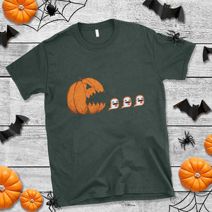 Funny Halloween Gamer Video Gaming Pumpkin Ghost T Shirt TS11 Dark Forest Green Print Your Wear