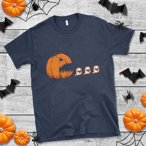 Funny Halloween Gamer Video Gaming Pumpkin Ghost T Shirt TS11 Navy Print Your Wear