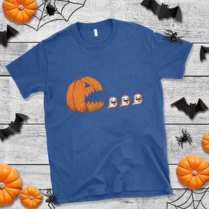 Funny Halloween Gamer Video Gaming Pumpkin Ghost T Shirt TS11 Royal Blue Print Your Wear