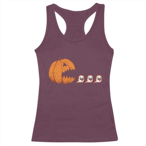 Funny Halloween Gamer Video Gaming Pumpkin Ghost Racerback Tank Top TS11 Maroon Print Your Wear