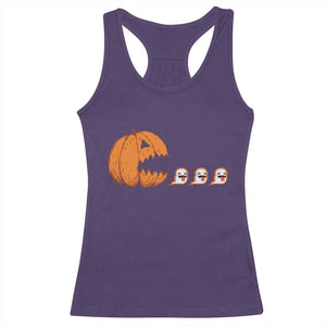 Funny Halloween Gamer Video Gaming Pumpkin Ghost Racerback Tank Top TS11 Purple Print Your Wear