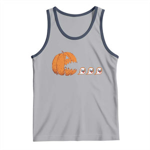 Funny Halloween Gamer Video Gaming Pumpkin Ghost Tank Top TS11 Athletic Heather Navy Print Your Wear