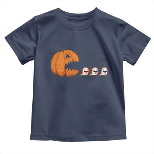 Funny Halloween Gamer Video Gaming Pumpkin Ghost Toddler T Shirt TS11 Navy Print Your Wear