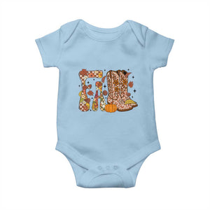 Cowboy Fall Season Thanksgiving Western Boots Pumpkin Baby Onesie TS11 Light Blue Print Your Wear