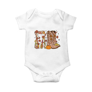Cowboy Fall Season Thanksgiving Western Boots Pumpkin Baby Onesie TS11 White Print Your Wear