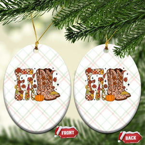 Cowboy Fall Season Thanksgiving Western Boots Pumpkin Ceramic Ornament TS11 Print Your Wear