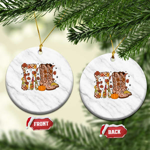 Cowboy Fall Season Thanksgiving Western Boots Pumpkin Ceramic Ornament TS11 1pc White Marble Print Your Wear