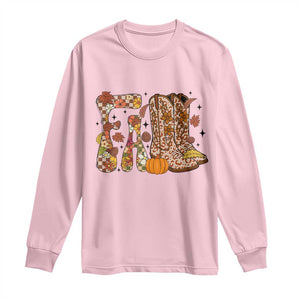 Cowboy Fall Season Thanksgiving Western Boots Pumpkin Long Sleeve Shirt TS11 Light Pink Print Your Wear