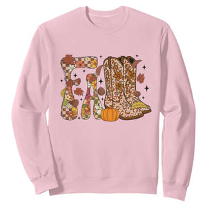 Cowboy Fall Season Thanksgiving Western Boots Pumpkin Sweatshirt TS11 Light Pink Print Your Wear