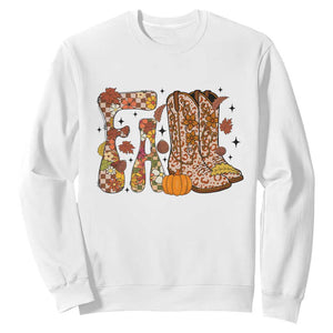 Cowboy Fall Season Thanksgiving Western Boots Pumpkin Sweatshirt TS11 White Print Your Wear