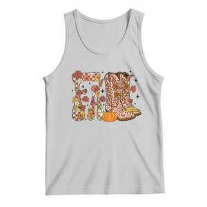 Cowboy Fall Season Thanksgiving Western Boots Pumpkin Tank Top TS11 Ash Print Your Wear