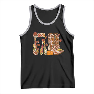 Cowboy Fall Season Thanksgiving Western Boots Pumpkin Tank Top TS11 Black Athletic Heather Print Your Wear