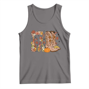 Cowboy Fall Season Thanksgiving Western Boots Pumpkin Tank Top TS11 Deep Heather Print Your Wear