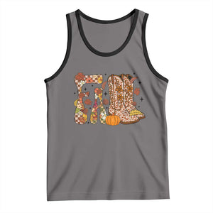Cowboy Fall Season Thanksgiving Western Boots Pumpkin Tank Top TS11 Deep Heather Black Print Your Wear