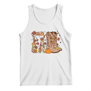 Cowboy Fall Season Thanksgiving Western Boots Pumpkin Tank Top TS11 White Print Your Wear