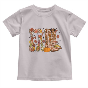 Cowboy Fall Season Thanksgiving Western Boots Pumpkin Toddler T Shirt TS11 Ice Gray Print Your Wear