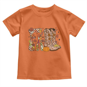Cowboy Fall Season Thanksgiving Western Boots Pumpkin Toddler T Shirt TS11 Orange Print Your Wear