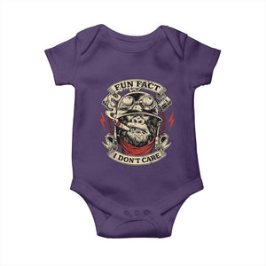Fun Fact I Dont Care Baby Onesie Funny Smoking Gorilla Sarcastic TS11 Purple Print Your Wear