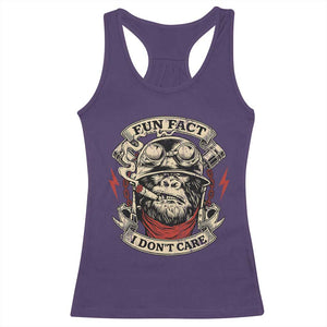 Fun Fact I Dont Care Racerback Tank Top Funny Smoking Gorilla Sarcastic TS11 Purple Print Your Wear