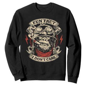 Fun Fact I Dont Care Sweatshirt Funny Smoking Gorilla Sarcastic TS11 Black Print Your Wear