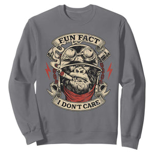 Fun Fact I Dont Care Sweatshirt Funny Smoking Gorilla Sarcastic TS11 Charcoal Print Your Wear