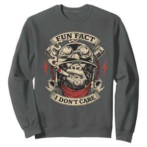 Fun Fact I Dont Care Sweatshirt Funny Smoking Gorilla Sarcastic TS11 Dark Heather Print Your Wear