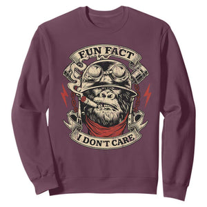 Fun Fact I Dont Care Sweatshirt Funny Smoking Gorilla Sarcastic TS11 Maroon Print Your Wear