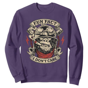 Fun Fact I Dont Care Sweatshirt Funny Smoking Gorilla Sarcastic TS11 Purple Print Your Wear