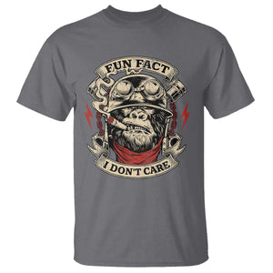 Fun Fact I Dont Care T Shirt Funny Smoking Gorilla Sarcastic TS11 Charcoal Print Your Wear