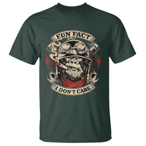 Fun Fact I Dont Care T Shirt Funny Smoking Gorilla Sarcastic TS11 Dark Forest Green Print Your Wear