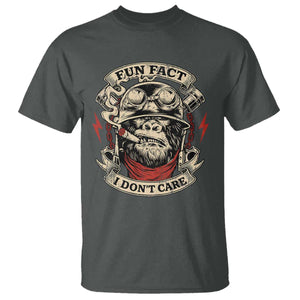 Fun Fact I Dont Care T Shirt Funny Smoking Gorilla Sarcastic TS11 Dark Heather Print Your Wear