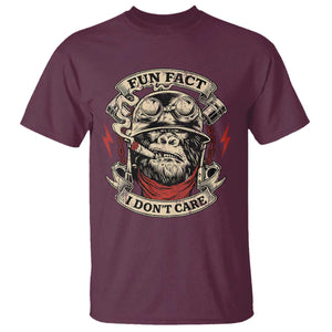 Fun Fact I Dont Care T Shirt Funny Smoking Gorilla Sarcastic TS11 Maroon Print Your Wear