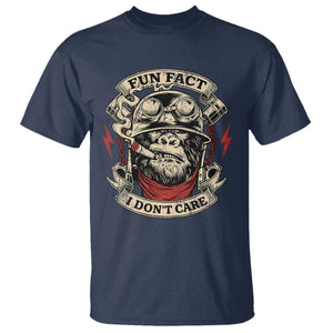 Fun Fact I Dont Care T Shirt Funny Smoking Gorilla Sarcastic TS11 Navy Print Your Wear