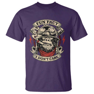 Fun Fact I Dont Care T Shirt Funny Smoking Gorilla Sarcastic TS11 Purple Print Your Wear