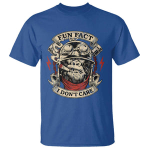 Fun Fact I Dont Care T Shirt Funny Smoking Gorilla Sarcastic TS11 Royal Blue Print Your Wear