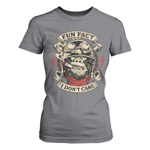 Fun Fact I Dont Care T Shirt For Women Funny Smoking Gorilla Sarcastic TS11 Charcoal Print Your Wear