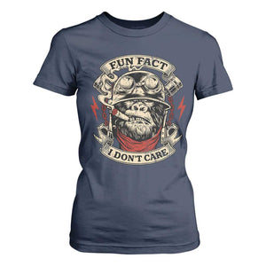 Fun Fact I Dont Care T Shirt For Women Funny Smoking Gorilla Sarcastic TS11 Navy Print Your Wear