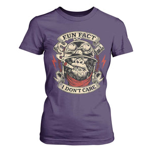 Fun Fact I Dont Care T Shirt For Women Funny Smoking Gorilla Sarcastic TS11 Purple Print Your Wear