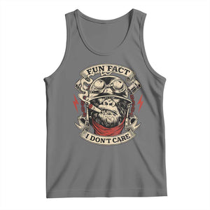 Fun Fact I Dont Care Tank Top Funny Smoking Gorilla Sarcastic TS11 Black Heather Print Your Wear