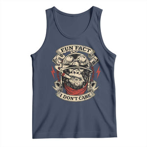 Fun Fact I Dont Care Tank Top Funny Smoking Gorilla Sarcastic TS11 Navy Print Your Wear