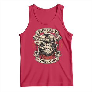 Fun Fact I Dont Care Tank Top Funny Smoking Gorilla Sarcastic TS11 Red Print Your Wear