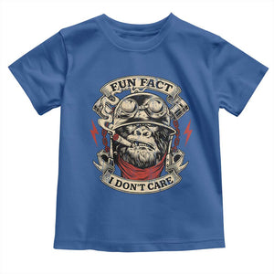 Fun Fact I Dont Care Toddler T Shirt Funny Smoking Gorilla Sarcastic TS11 Royal Blue Print Your Wear