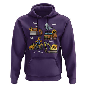 Funny Halloween Hoodie Spooky Construction Trucks Pumpkin Ghost Pixel TS11 Purple Print Your Wear