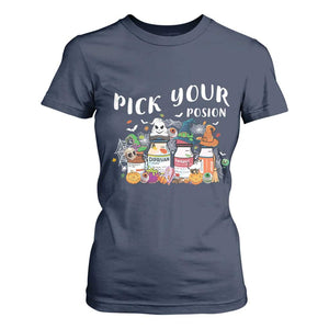 Halloween Nurse T Shirt For Women Pick Your Poison Pharmacy Witches TS11 Navy Print Your Wear