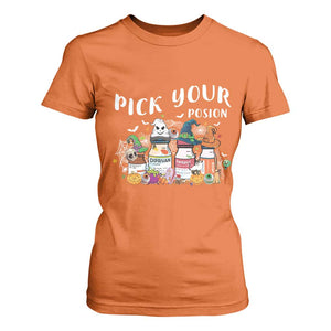 Halloween Nurse T Shirt For Women Pick Your Poison Pharmacy Witches TS11 Orange Print Your Wear