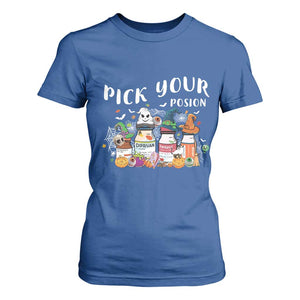 Halloween Nurse T Shirt For Women Pick Your Poison Pharmacy Witches TS11 Royal Blue Print Your Wear
