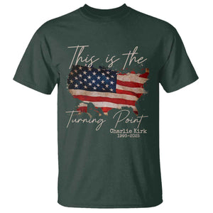 This Is The Turning Point T Shirt Patriotic American Map Vintage USA Flag TS11 Dark Forest Green Print Your Wear