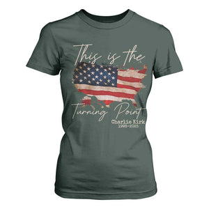This Is The Turning Point T Shirt For Women Patriotic American Map Vintage USA Flag TS11 Dark Forest Green Print Your Wear