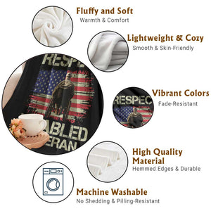 Respect Disabled Veteran Throw Blanket Military Soldier Vintage American Flag TS11 Print Your Wear